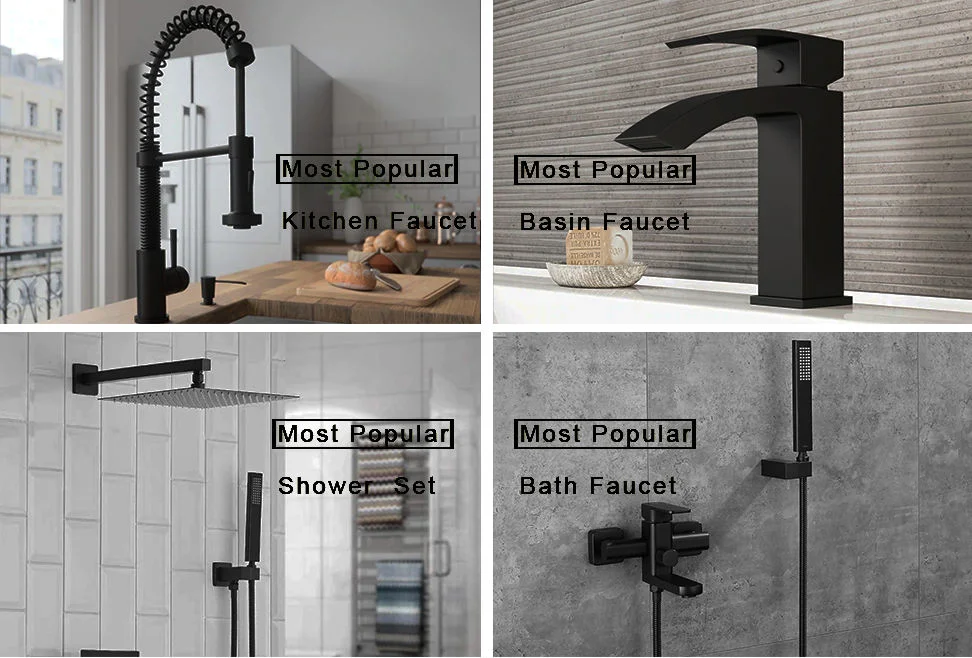 12 Inch Rain Concealed System Black Bathroom Shower Set