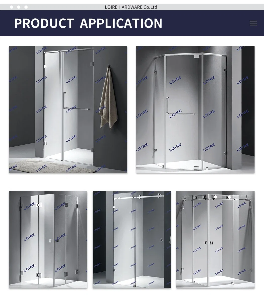 Aluminium Stainless Steel Brass Sliding Door Shower Hardware Glass Door Rail System Two-Way Damping Buffer System for Shower Room