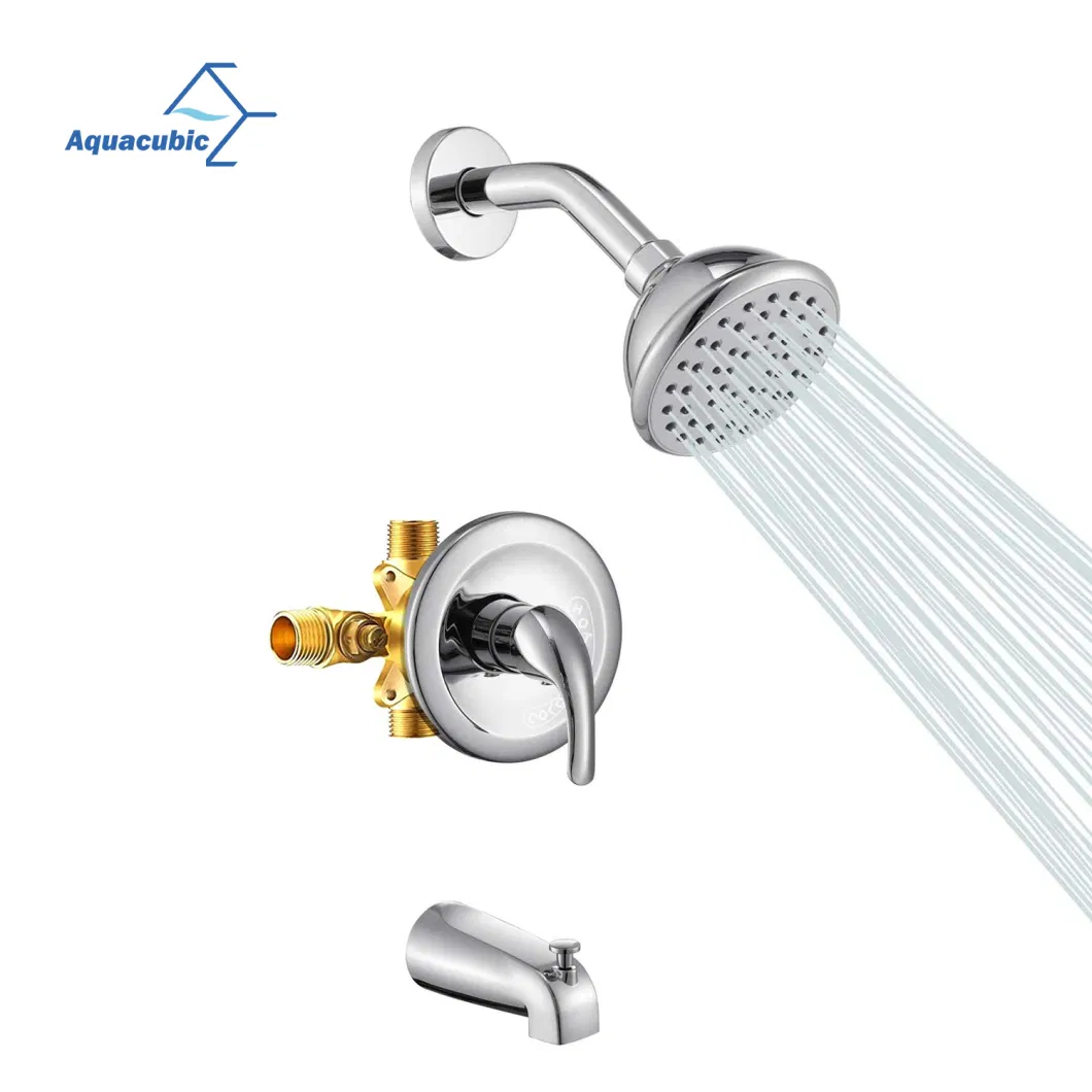 Aquacubic Cupc CE Certified Mixer Water Pressure Balance Chrome Bathroom Wallmount Shower Set