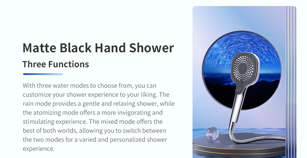 Matte Black Hand Shower Three Functions bathroom Shower Head S0733-1V