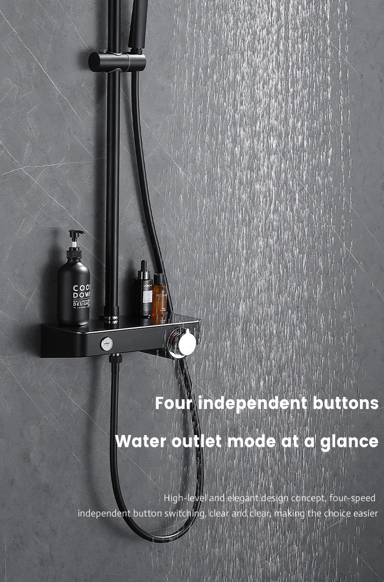 Rectangular Shower Sets Matte Black Solid Brass Shower Systems Shower Faucet System