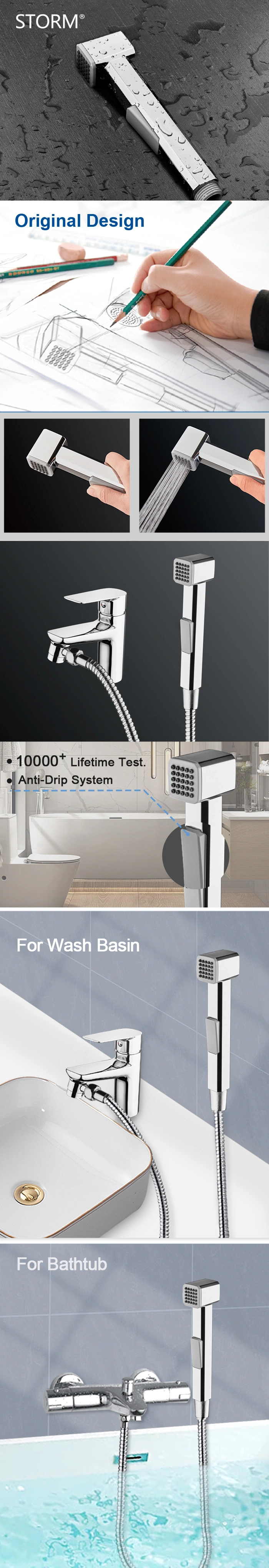 ABS Toilet Handheld Sprayer Shattaf Faucet Bidet Shower with Holder