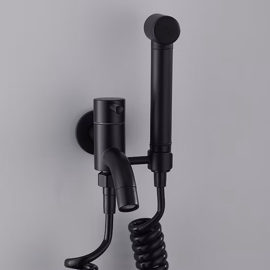 Brass Black Bidet Hand Held Sprayer with Hot and Cold Mixing Valve