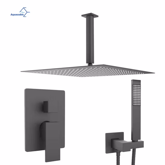 Rectangular Shower Sets Matte Black Solid Brass Shower Systems Shower Faucet System