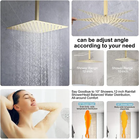 Matte Gold Brush Concealed Shower System with Massage Jet 