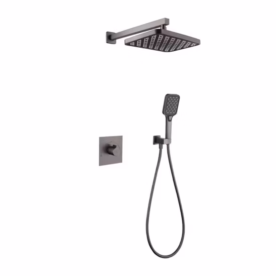 North American Styles Concealed Wall Mounted Brass Body Material Two Functions Shower with Handheld Brushed Nickel Gold Surface