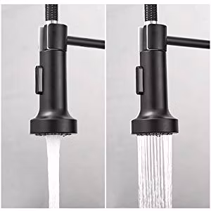 Aquacubic Factory Direct Lead Free Solid Brass Cupc Certified Deck Mounted Single Handle Pull Down Spring Black Kitchen Faucet