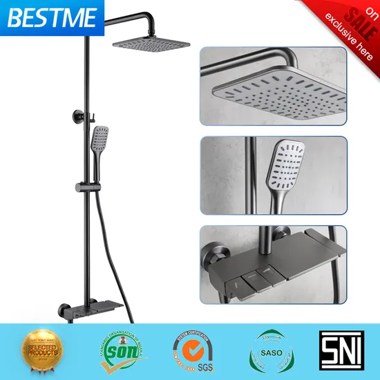 High Quality Gun Gray Luxury Head Shower Set Brass Shower Faucet (BM
