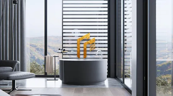 Ceiling Rainfall Gold Brushed Complete Ceiling Shower Faucet System with Body Jets 