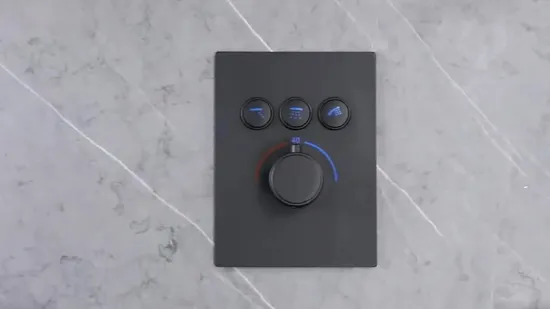 Matte Black Shower System Full Body Thermostatic Brass Shower Faucet Set 12 Inch Ceiling Mount LED Rain Shower Head System Combo 