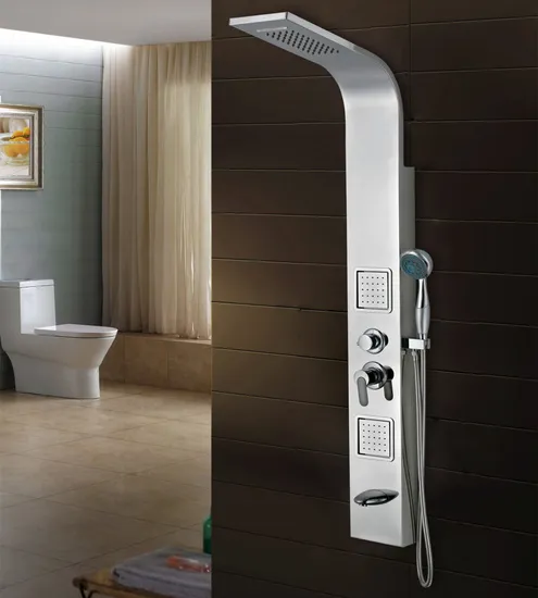 Rainfall Waterfall Head Shower Panel Tower System Rain Massage System with Body Jets Hand Shower 
