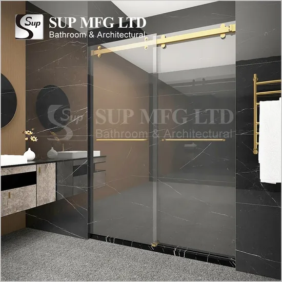 10X50mm Rail Sliding Set Bathroom Stainless Steel Frameless Shower Sliding Door System 