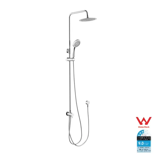 Watermark Exposed Shower System Chrome Finish Rain Shower System with Handheld Spray High Pressure Shower Faucet Set Shower Slide Bar 