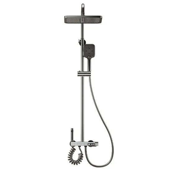 Bathroom Rain Black Shower Mixer Shower Bathing Set Contemporary Exposed Shower Faucet System Dual Handle 