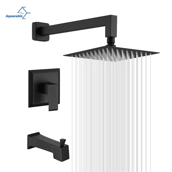 Shower System with Dual Functions, Bathroom Luxury Matte Black with Square Wall