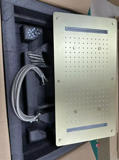 3 Functions Rain Shower Head System 15X28inch Brass Complete Shower System Faucet Set Combo with Rough